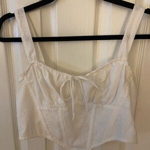 White Eyelet Corset Crop Top
